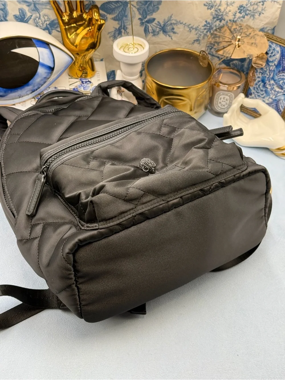 🆕 KURT GEIGER LONDON 🧿 NWOT Recycled Nylon Drench Zip Backpack, Black Nylon